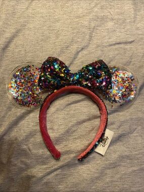 Disney Parks Rainbow Edition Minnie Ears Confetti Headband